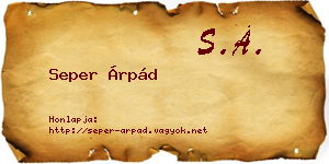 Seper Árpád névjegykártya